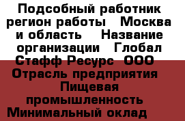 Подсобный работник(регион работы - Москва и область) › Название организации ­ Глобал Стафф Ресурс, ООО › Отрасль предприятия ­ Пищевая промышленность › Минимальный оклад ­ 52 800 - Все города Работа » Вакансии   . Тыва респ.,Ак-Довурак г.
